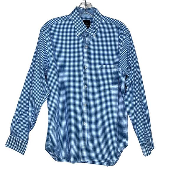 Tailorbyrd Shirt Mens Medium Blue White Gingham Plaid Button Down Casual Preppy‎ - Picture 1 of 7